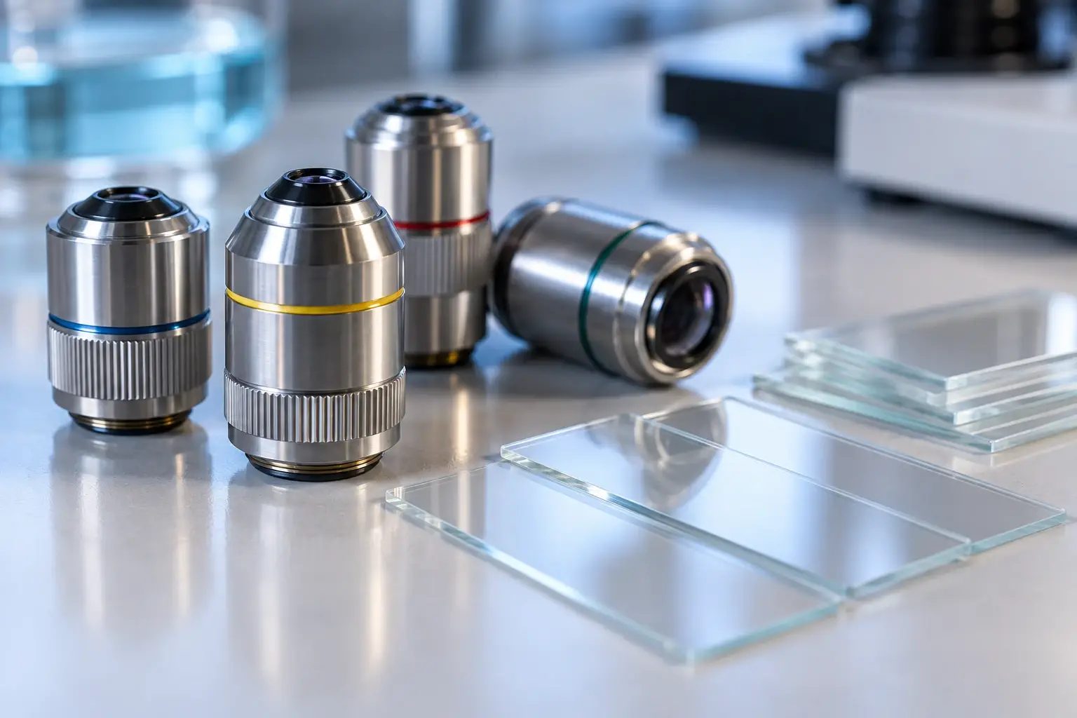 Illustration générée de matériel de microscopie générique, aucun équipement BAROMEL représenté